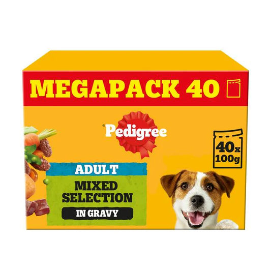 Pedigree Mixed Selection in Gravy: 40x100g pouches of tasty meals.