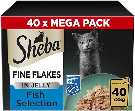 Sheba Fine Flakes Fish – 40 Pouches | Tasty, Jelly & Premium