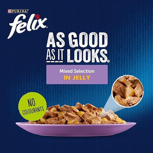 FELIX Senior 7+ Wet Cat Food – 40 Pouches | Tasty, Jelly & Nutritious