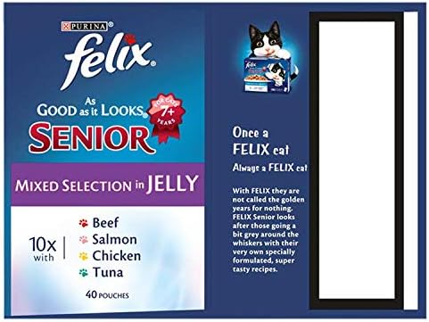 FELIX Senior 7+ Wet Cat Food – 40 Pouches | Tasty, Jelly & Nutritious