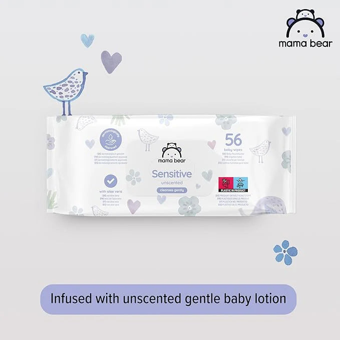 Mama Bear Sensitive Wipes, 1008 Count – Unscented, gentle care.