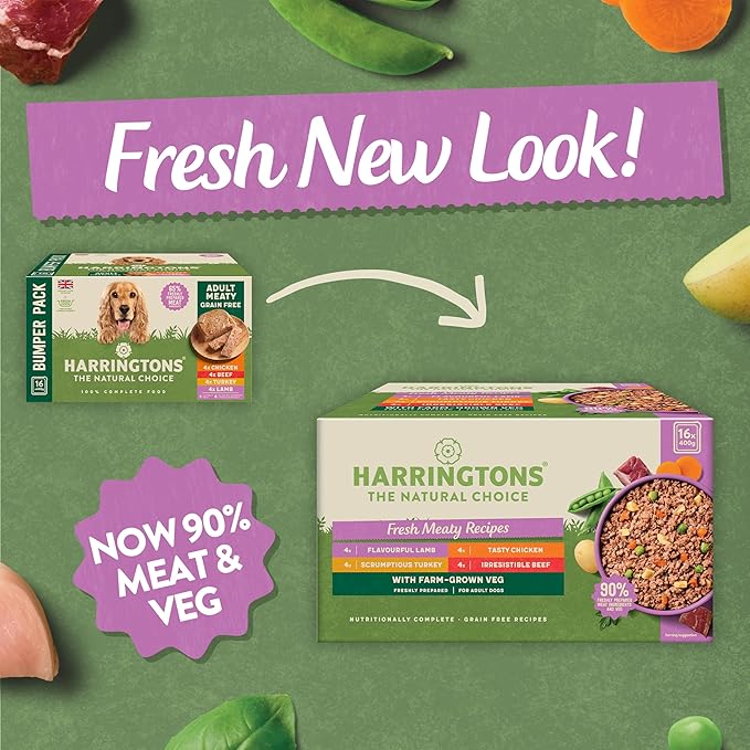 Harrington's Grain-Free Wet Dog Food: 16x400g natural meats.