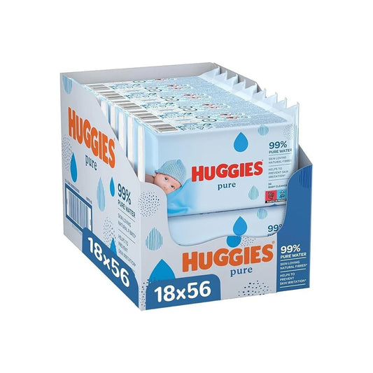 Huggies Pure Wipes, 1008 Count – 99% water, fragrance-free.