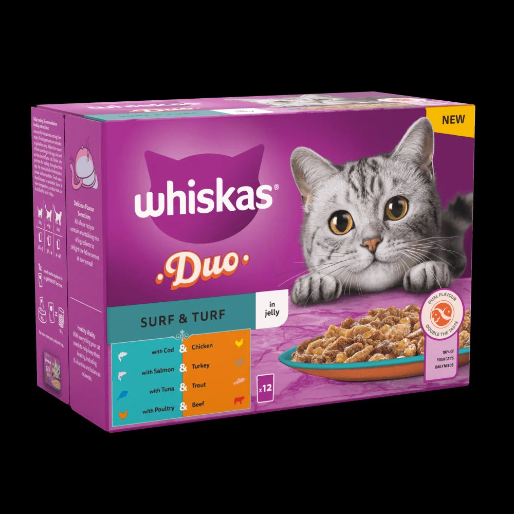 Whiskas Tasty Duo 1+ – 40 Pouches | Surf & Turf in Jelly